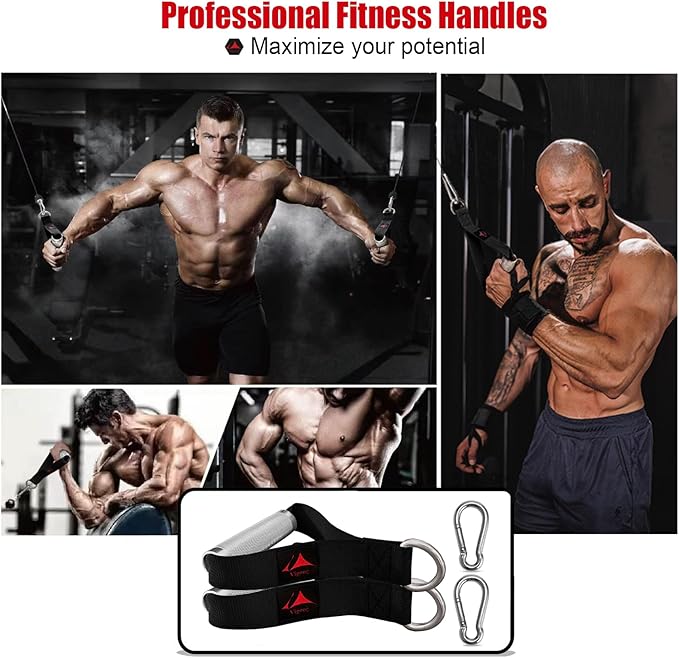 Heavy Duty Metal Workout Handles，Replacement Grip Attachments for Cable Machines, Resistance Bands, LAT Pulldown, Strength Exercise Home Gym & Commercial Fitness Equipment