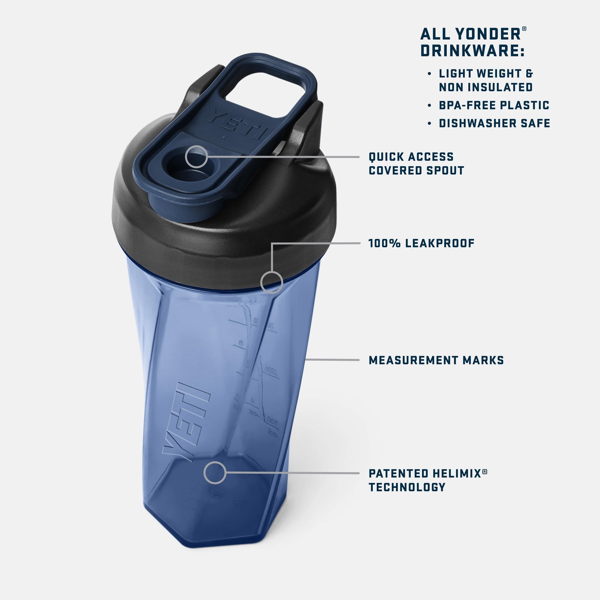 YETI Yonder Helimix Vortex Blender Shaker Bottle Holds up to 27oz | No Blending Ball or Whisk | USA
