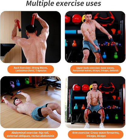 Upgraded Ropeless Battle Ropes for Home Gym, Four Adjustable Weight Levels, Weighted Workout Ropes for HIIT, Cardio and Strength Training Fitness Equipment