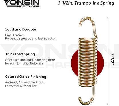 Trampoline Springs Heavy Duty with Swivel & Straight Hooks, Stainless Steel Trampoline Accessories Ideal Spring Replacement, Includes T-Hook Tool