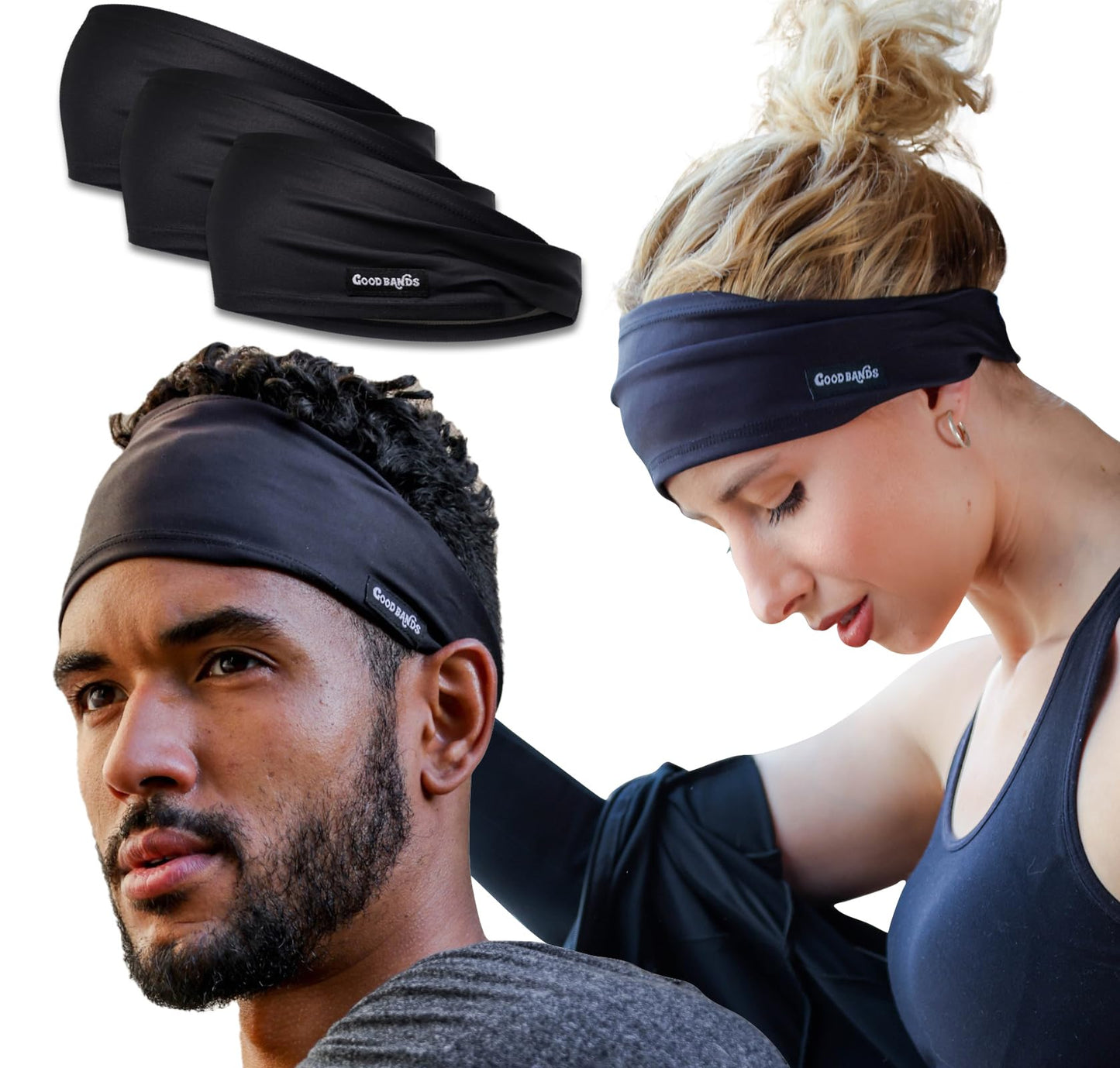Good Bands Sweat Headbands for Men and Women, Non Slip Workout Sweatband