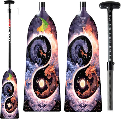 Z&J SPORT Adjustable Dragon Boat Paddle, IDBF Approved Carbon Fiber Paddle, Dragon Graphic Paddle with Adjuster for Dragon Boat Race with Adjustable T Handle