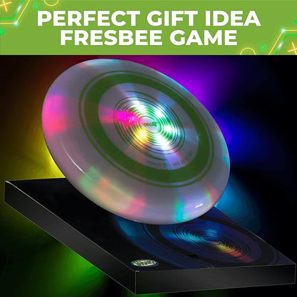 Toysery Light Up Flying Disc - LED Frisbee, Glow in The Dark, Easy to Use, Ideal Camping Game, Fun Outdoor/Indoor Birthday Toys for Boys/Girls/Kids/Adults, 175g