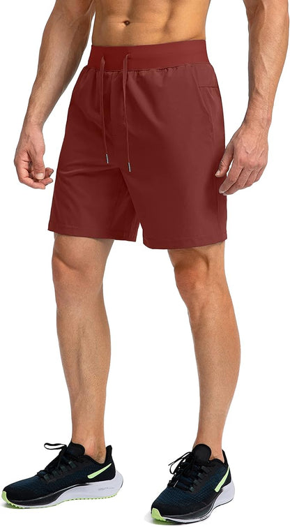 Men's Running Shorts with Zipper Pockets 9 Inch/ 7 Inch / 5 Inch Lightweight Quick Dry Gym Workout Athletic Shorts for Men(7 Inch)