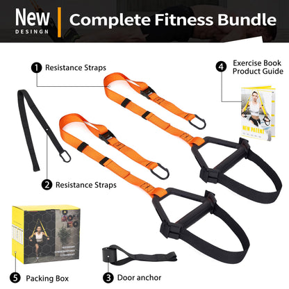 Moulyan Bodyweight Resistance Training Straps,Training straps Complete Home Gym Fitness Trainer kit