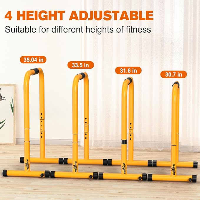 RELIFE REBUILD YOUR LIFE Dip Station Functional Heavy Duty Dip Stands Fitness Workout Dip bar Station Stabilizer Parallette Push Up Stand