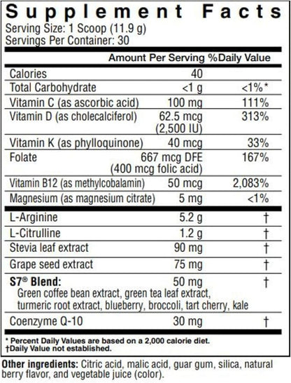 Nitric Oxide Booster Powder ??L-Arginine 5,200mg + L-Citrulline 1,200mg ??Heart Health Drink Mix - Heart Health, Blood Flow, Energy, Endurance - L-Arginine Powder with Berry Flavor