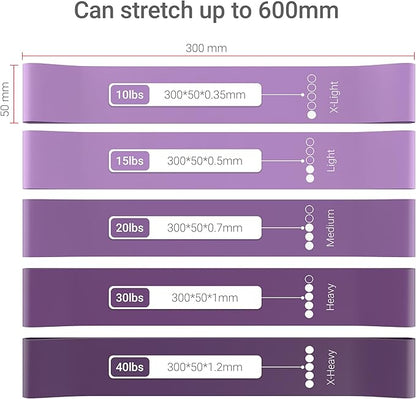 TechStone Resistance Bands Set for Men and Women, Pack of 5 Different Levels Elastic Band for Home Gym Long Exercise Workout – Great Fitness Equipment for Training, Yoga – Free Carrying Bag