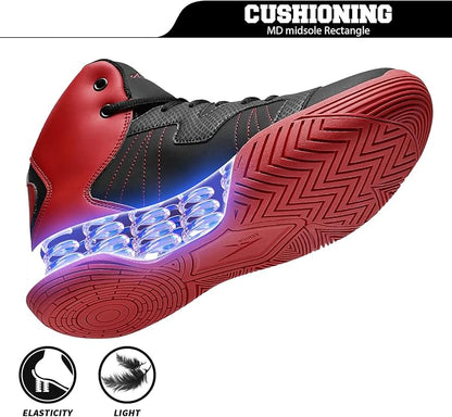 ASHION Kids Basketball Shoes Boys Girls Sneakers Mid-Top Lace Up Cushion Anti Slip Athletic Outdoor Sport Shoes for Unisex-Child