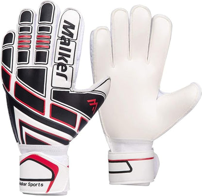 Malker Soccer Goalie Gloves Goalkeeper Gloves with Fingersave and Double Wrist Protection, Strong Grip Goalkeeper Gloves for Kids, Youth, Adults