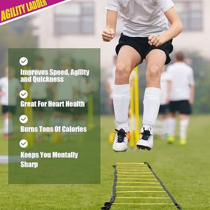 Teenitor Agility Ladder Speed Ladder Training Ladder for Soccer, Speed, Football Fitness Feet Training Carry Bag Agility Training Equipment 13 rungs, 23 feet