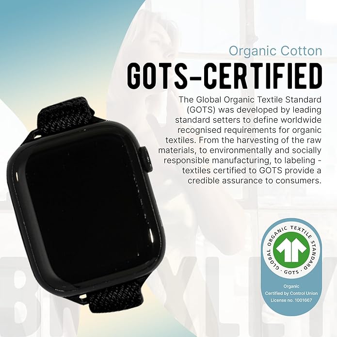 Braxley Bands - Organic Cotton Watch Bands For Women and Men, Compatible With All Apple Watch Sizes and Series - Washable, Sweat-Absorbent, Breathable Fit, Elastic Smart Watch Bands