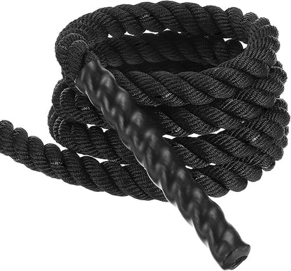 MECCANIXITY Battle Rope 10ft x 1 Inch Polyester Workout Rope Heavy Fitness Exercise Rope for Strength Training Home Gym Muscle Building, Black