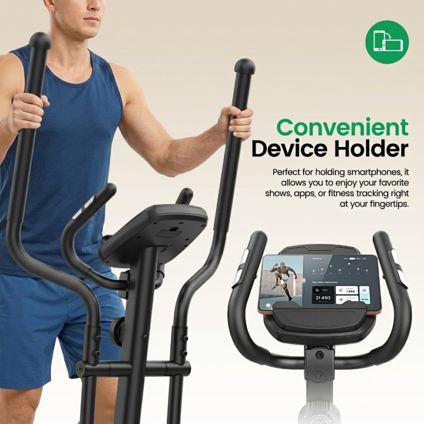 ANCHEER Elliptical Exercise Machine for Home, Foldable Magnetic Elliptical Trainer with 16" Stride