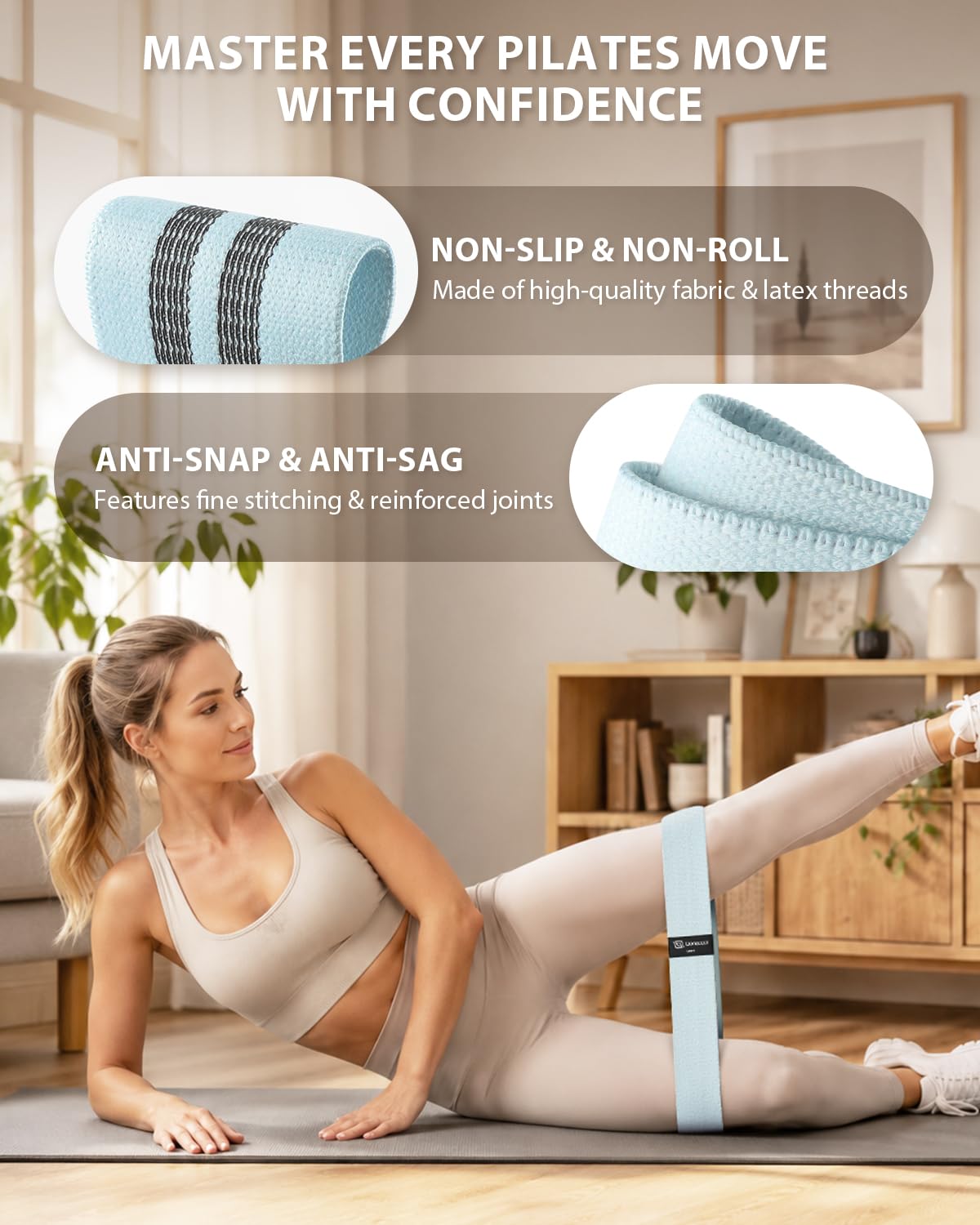 LIONSCOOL Pilates Ring Set 14" Magic Circle, 9" Mini Ball, Resistance Bands