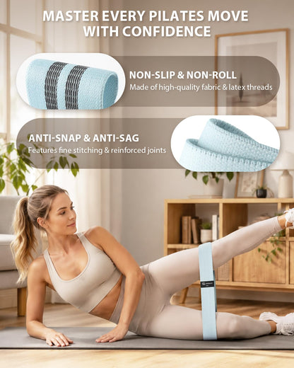 LIONSCOOL Pilates Ring Set 14" Magic Circle, 9" Mini Ball, Resistance Bands