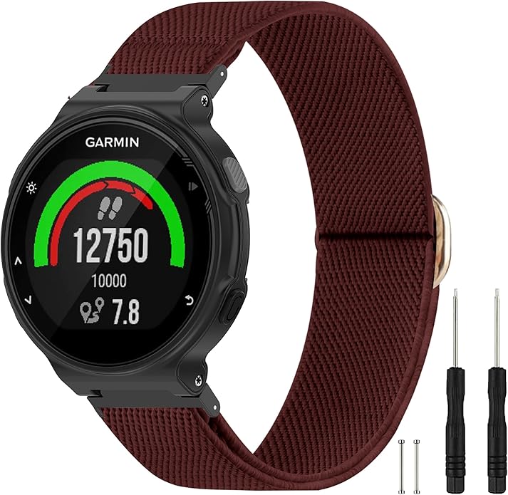Elastic Nylon Watchband Compatible with Garmin Forerunner 235/220/230/620/630/735XT,Soft Adjustable Sport Stretchy Replacement Strap for Forerunner 235 Lite/Approach S20/S6/S5 Accessory