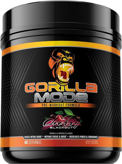 Gorilla Mind Pre Workout - Massive Pumps Laser Focus Energy Power - L-Citrulline, Creatine, L-Tyrosine, Betaine, Hydroprime, Alpha-GPC, 400mg Caffeine, Huperzine A - 812g (Cherry)