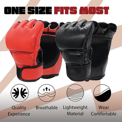 2 Pairs Boxing Gloves Kickboxing Gloves for Men Women Beginner Professional Shockproof Leather Sparring Training Gloves Set MMA Gloves