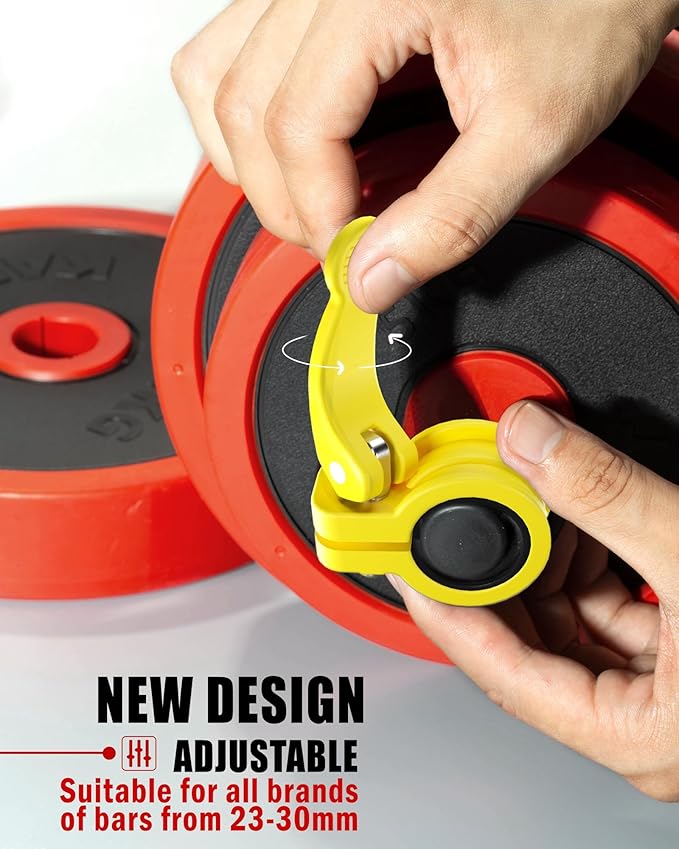 Narrow Barbell Clips 2.5cm Width for Olympic Bars, 0.9-1.18inch Adjustable Weight Clamps, Quick Release Locking Collars for Weightlifting