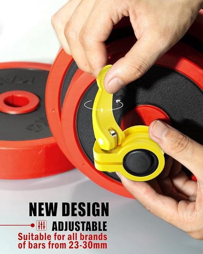 Narrow Barbell Clips 2.5cm Width for Olympic Bars, 0.9-1.18inch Adjustable Weight Clamps, Quick Release Locking Collars for Weightlifting