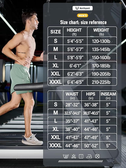 NORTHYARD Men's Running Athletic Shorts 5'' Workout Gym Tennis Short Quick Dry Lightweight Active Sports Basketball