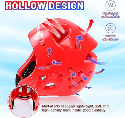 Kids Adults Karate Headgear MMA Martial Arts Helmet, Removable Face Shield, Soft Head Gear for Sparring Grappling Muay Thai Kickboxing Taekwondo Training
