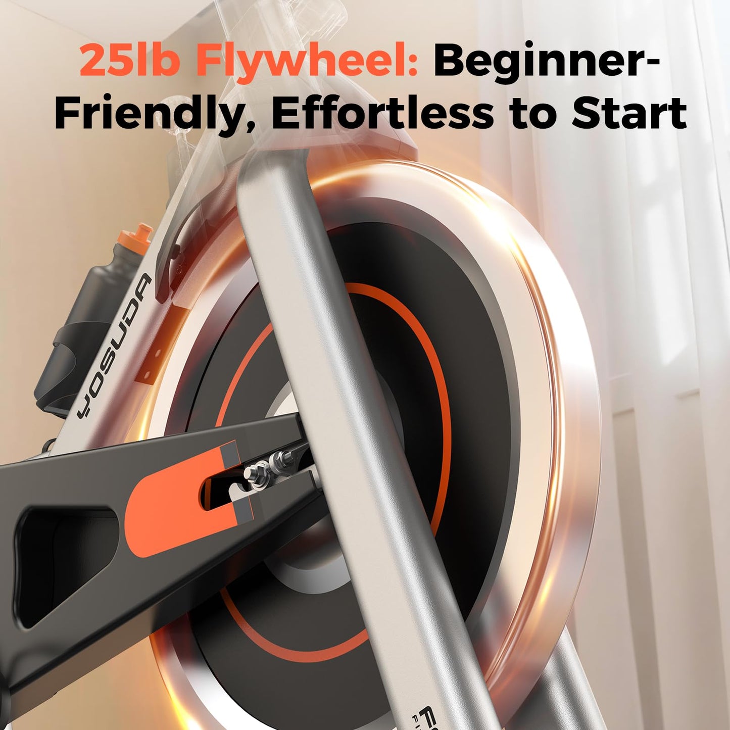 YOSUDA Exercise Bike, Brake Pad Stationary Bike for Home with Exclusive App, Magnetic Indoor