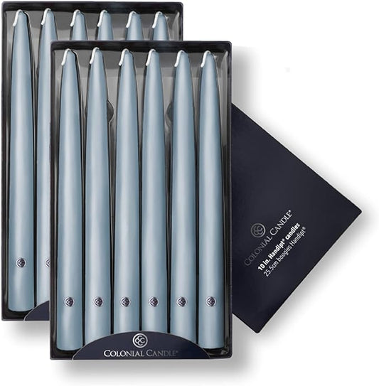 Colonial Candle Unscented Taper Candle, Handipt Collection, Wedgewood, 10 In, Pack of 12 - Up to 8
