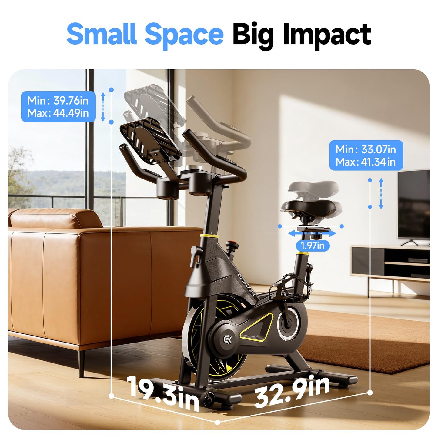 YPOO Exercise Bike Magnetic 300lbs Silent Belt Drive with App Courses