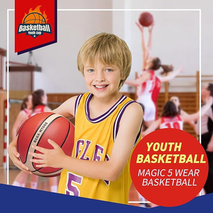 Training Soft Touch Rubber and Faux Leather Fighting Basketball, High Bounce Indoor Outdoor Basketball Gift