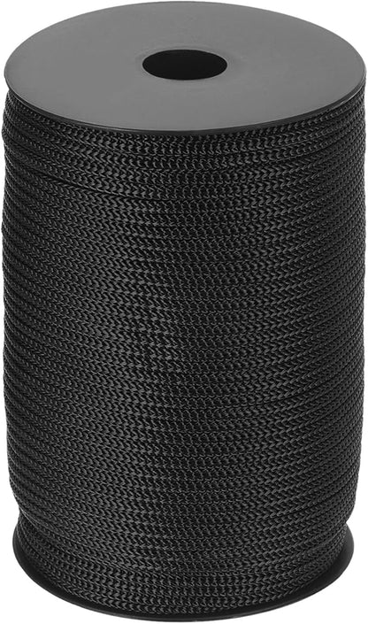 MECCANIXITY 5/32 Inch Polypropylene Rope Braided Ropes, 328ft Camping Rope Hollow Utility Cord for Clothesline, Hiking, Outdoor, Black