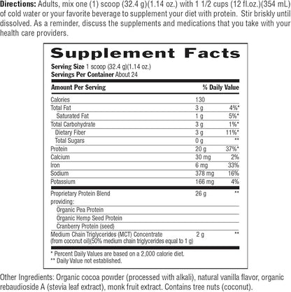 Biochem 100% Vegan Protein, Natural Amino Acids, Gluten Free, Keto, Non Whey, Pea & Hemp Protein Powder for Women and Men, 24 Servings 2 LB (Chocolate)