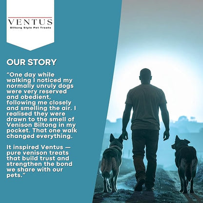 VENTUS Jerky Training Bits - Single Ingredient High Protein Venison Dog Training Treats, Grain-Free, Air-Dried Training Treats for Dogs 8 oz