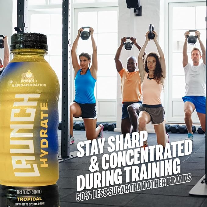 Sports Drink 12-Pack – Tropical Flavor – Real Cane Sugar, 3x Electrolytes, Cognizin for Focus, Natural Juice, No Artificial Dyes – Trusted by Perfect Game