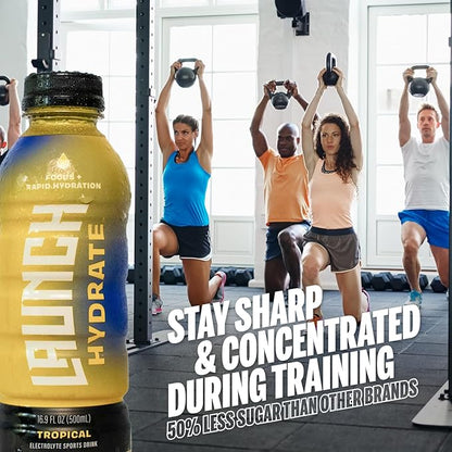 Sports Drink 12-Pack – Tropical Flavor – Real Cane Sugar, 3x Electrolytes, Cognizin for Focus, Natural Juice, No Artificial Dyes – Trusted by Perfect Game