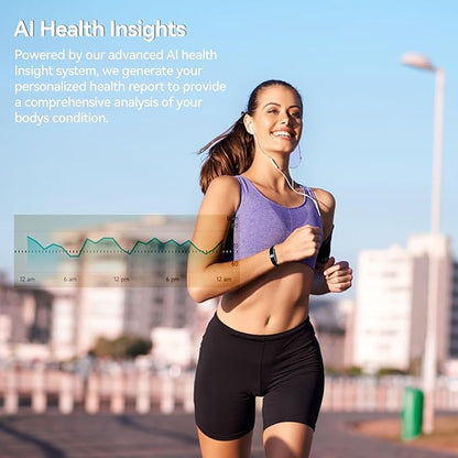 Fitness Trackers,Smart Health Wristband for 44 Sports Modes, Activity and Sleep Tracker with Heart Rate HRV,Personalized Coaching with Free App,Black