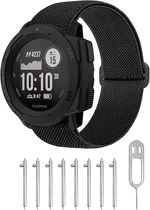 5 Packs Stretchy Nylon Bands Compatible with Garmin Instinct/Instinct 2 Solar, 22mm Sport Breathable Wristband for Garmin Instinct Tactical/Solar/Tide/Esports