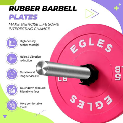 EGLES Vibrant Colorful Olympic Weight Plates, Rubber Barbell Plates, 2-inch Standard Virgin Rubber Bumper Plate 10 15 25 35 45LB for Home Gym Weightlifting, Strength Training, Fit Workouts