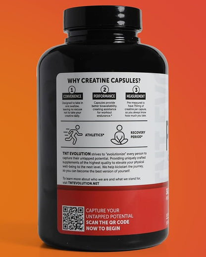 Creatine Monohydrate Capsules – 750mg Capsule for Men & Women – 60 Serving – Pure Micronized Creatine for Strength, Fitness & Sport – 240 Count, Gluten Free Nutritional Supplement