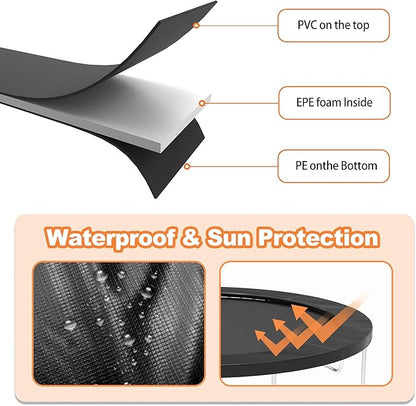 Trampoline Pad 10ft 12ft 14ft 15ft 16ft Trampoline Replacement Safety Pad, Waterproof and Tear-Resistant Safety Spring Cover Round Frame Pad, Trampoline Pad Replacement