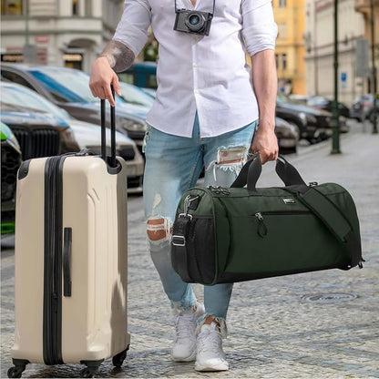 TOPDesign Gym Bag for Women & Men, Unisex Duffel Bag with Shoe Compartment & Wet Pocket for Travel Sports Gym (L Blue)