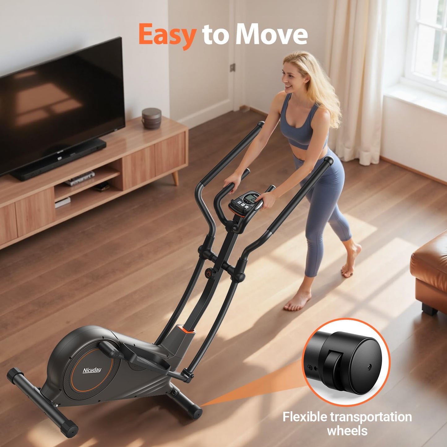 Niceday Elliptical Exercise Machine, Elliptcal Machine for Home, 15.5IN Stride Elliptical Machine