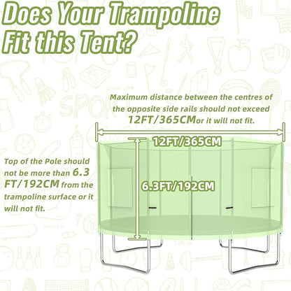Gardenature 10FT/12FT/14FT Trampoline Tent(Tent Only), Fit Round Trampolines, Shade Cover with LED Light, Outdoor Trampolien Accessories, Anti-Tear
