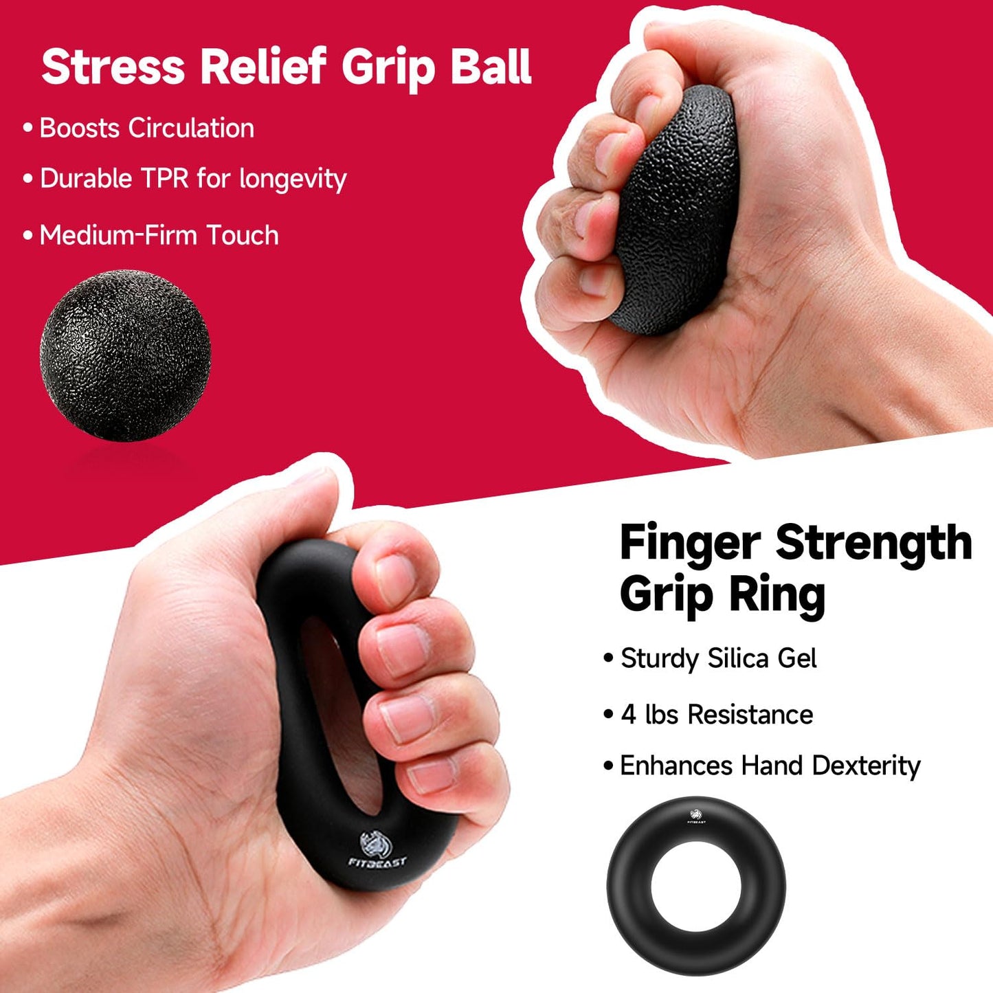FitBeast Grip Strengthener Forearm Strengthener Hand Grips Strengthener Kit - 5 Pack Adjustable