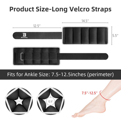 BemixHwy Adjustable Ankle Weights Set 1 Pair 2-10 lbs, Comfortable Leg Weights for Walking