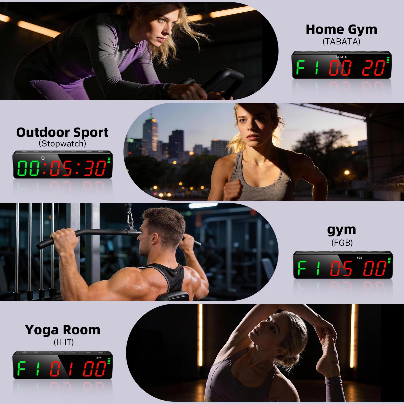 Tempospark Portable Workout Timer, Workout Clock for Home Gym Garage Boxing, Gym Timer Clock with
