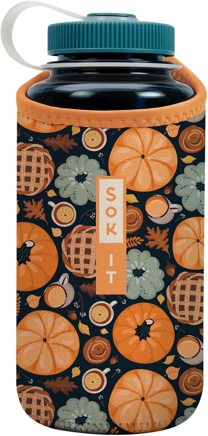 Sok It BotlSok Water Bottle Sleeve Insulated Neoprene Cover (Give Thanks, Fits 32oz Nalgene)