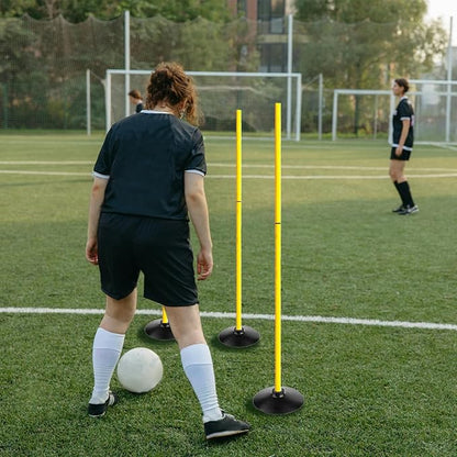 TNZMART 4.9FT Training Agility Poles Set Detachable Soccer Training Sticks Slalom Poles with 10 Disc Cones and Speed Ladder