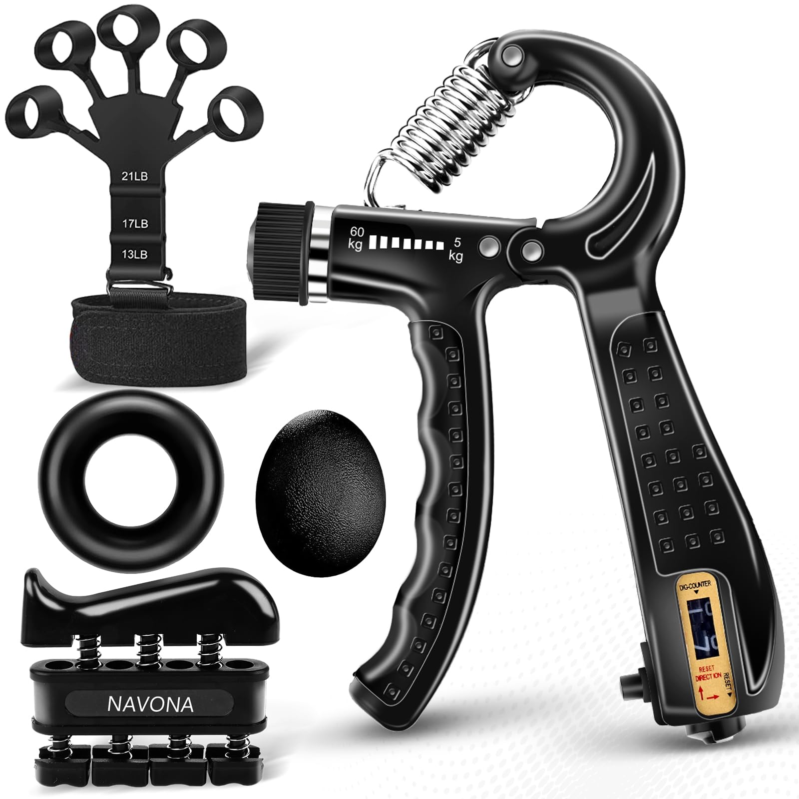5 PCS Grip Strength Trainer Kit,Forearm and Hand Gripper Strengthener